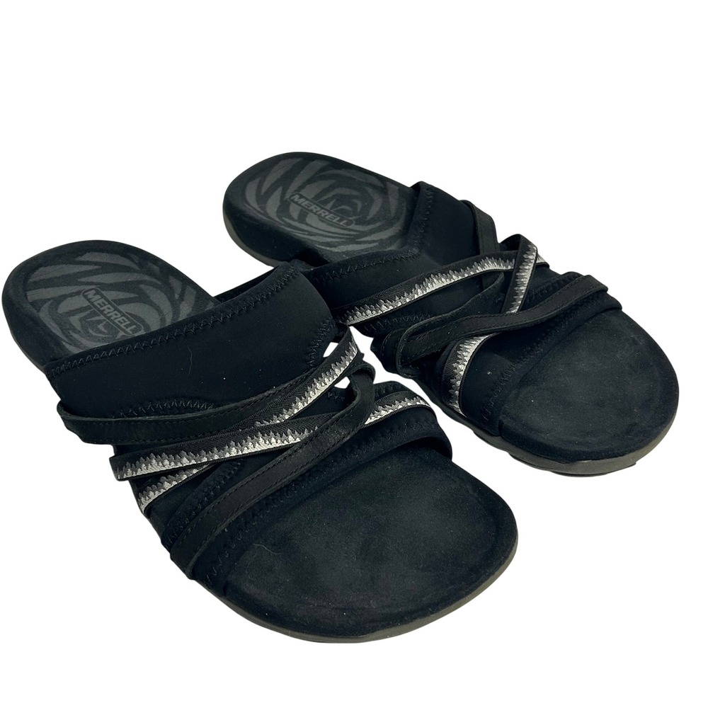 Merrell Womens Black Strappy Slide Sandals Comfort Walking Size 10